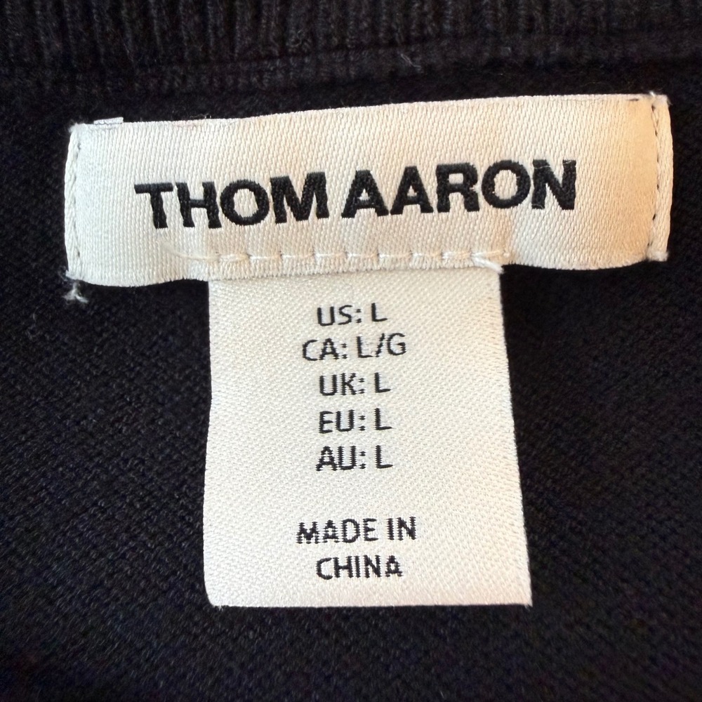 Thom Aaron Mens Black Short Sleeve Knit Sweater Crew Neck Size Large 1840 - Picture 5 of 6